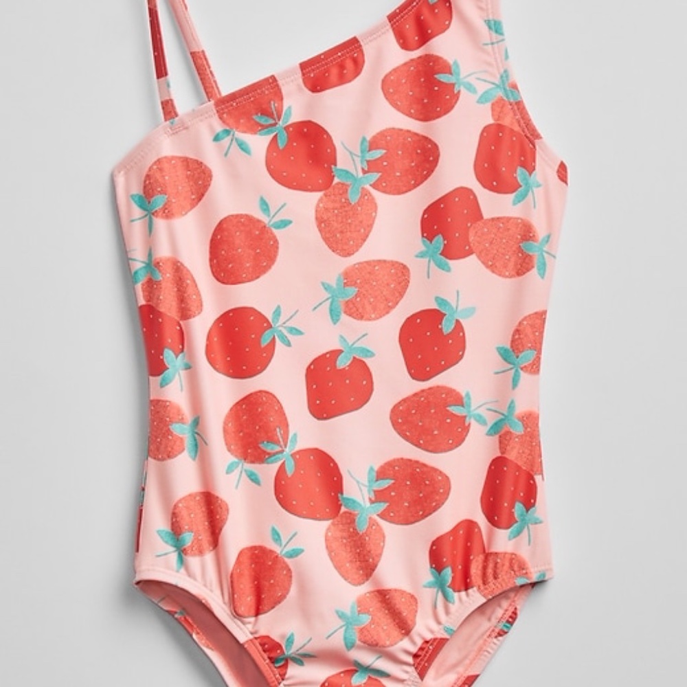 Kids Strawberry Print Swim One-Piece